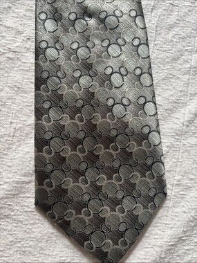 Disney Silver-Gray Tie with Mickey Circle Pattern